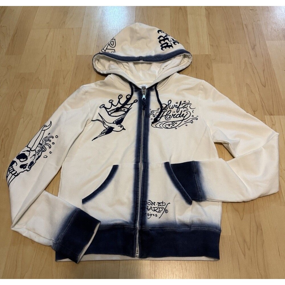 Vintage Y2K Ed Hardy Christian Audigier Surf Crazy Sweatshirt Hoodie Streetwear